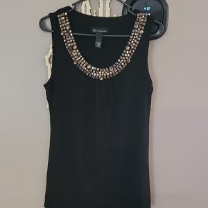 Embellished Black Sleeveless Top